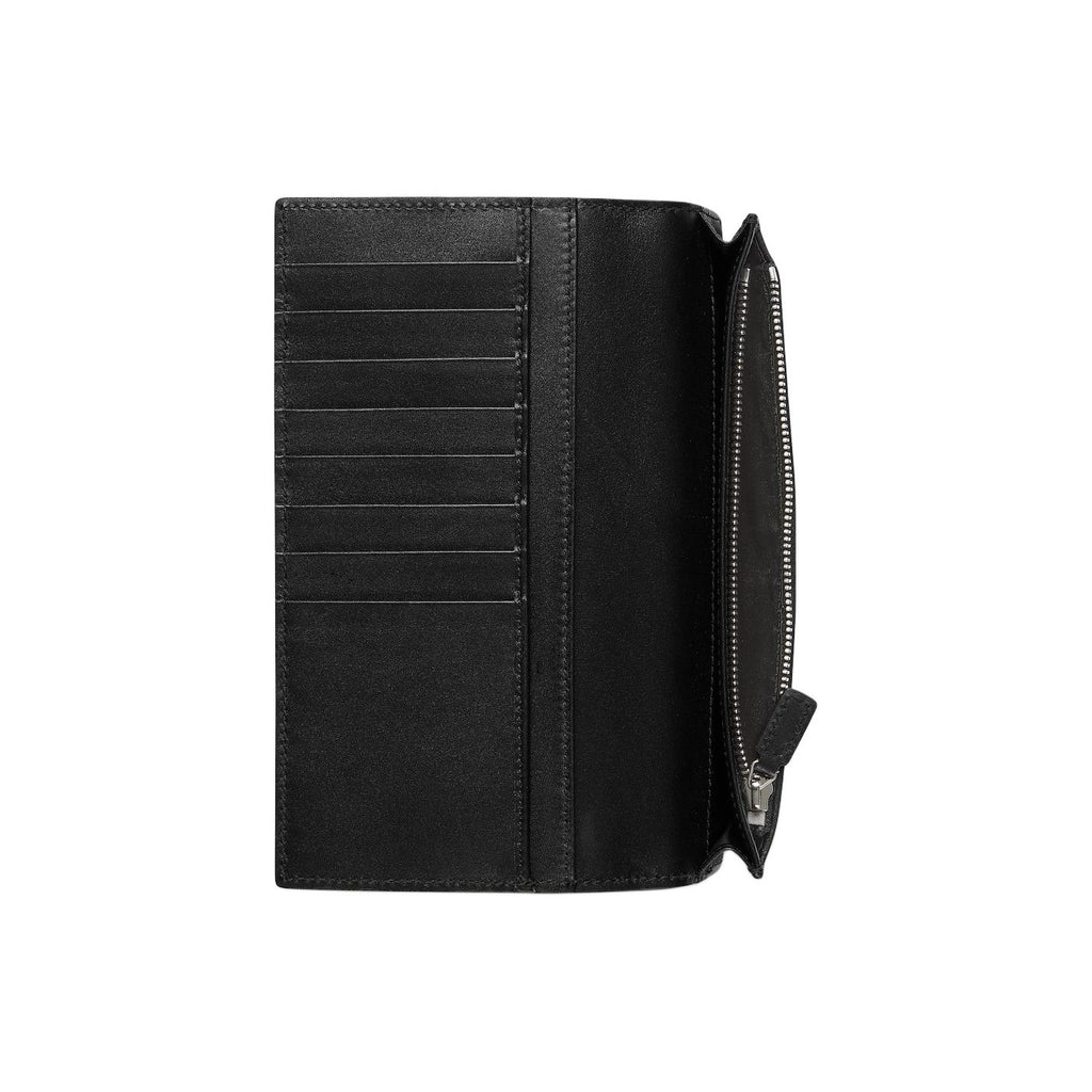 GUCCI GG Emblem Men's Black Smooth Leather Long Wallet | 850178