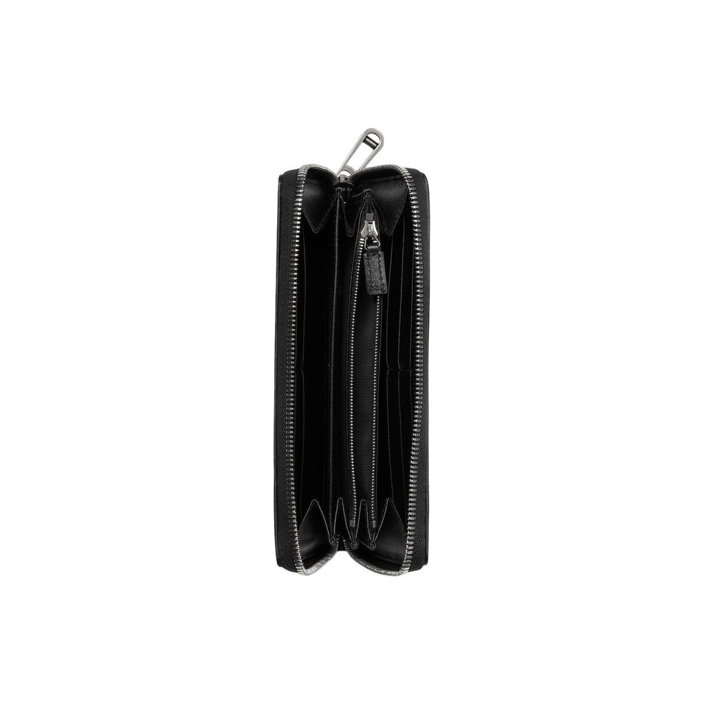 GUCCI GG Emblem Men's Black Cowhide Leather Long Zip Wallet | 860868