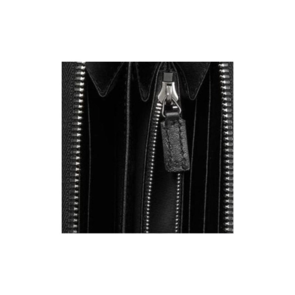 GUCCI GG Emblem Men's Black Cowhide Leather Long Zip Wallet | 860868