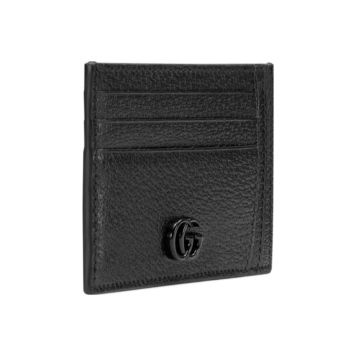 GUCCI Marmont Men's Black Leather Double G Card Holder | 722734