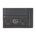 GUCCI Ophidia Men's Gray & Black Canvas Card Holder with Leather Trim | 732018