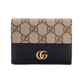 GUCCI GG Marmont Women's Beige & Black Canvas & Leather Bifold Card Holder Wallet | 658610