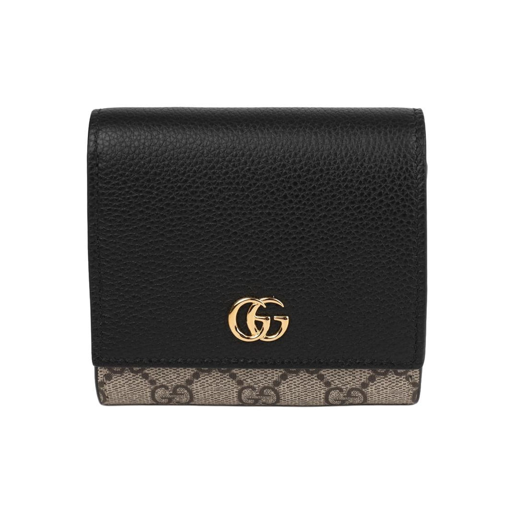 GUCCI GG Marmont Unisex Black & Beige GG Supreme & Leather Wallet | 598587