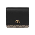 GUCCI GG Marmont Unisex Black & Beige GG Supreme & Leather Wallet | 598587