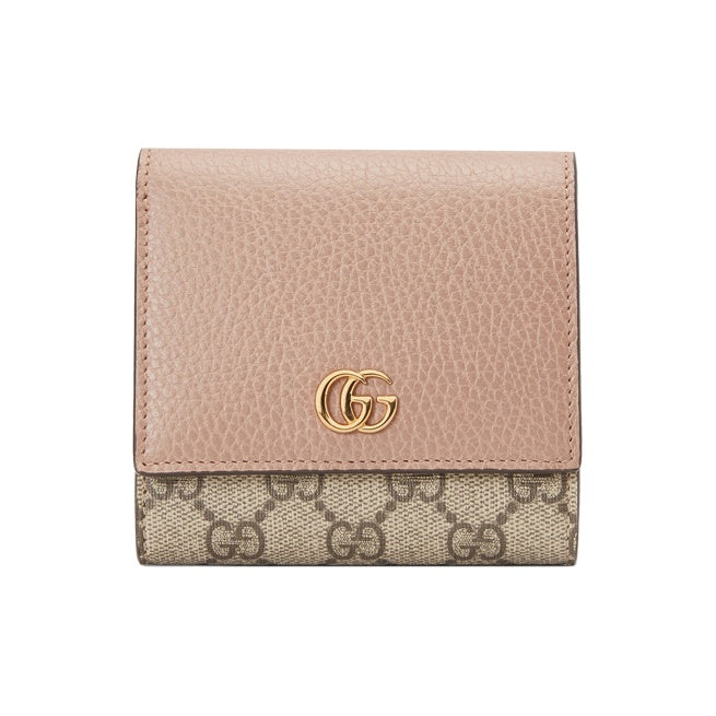 GUCCI GG Marmont Women's Ebony & Beige Canvas & Leather Wallet | 598587