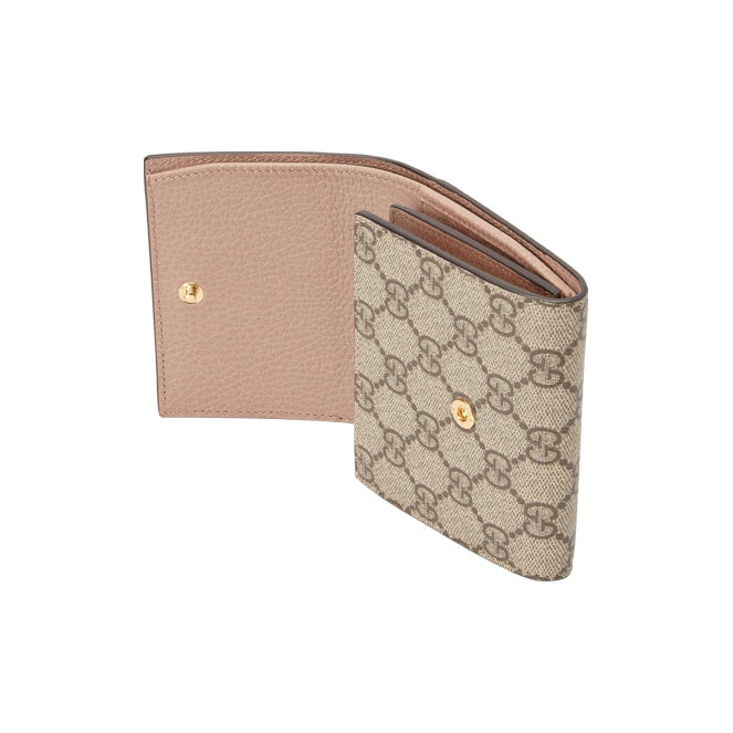GUCCI GG Marmont Women's Ebony & Beige Canvas & Leather Wallet | 598587