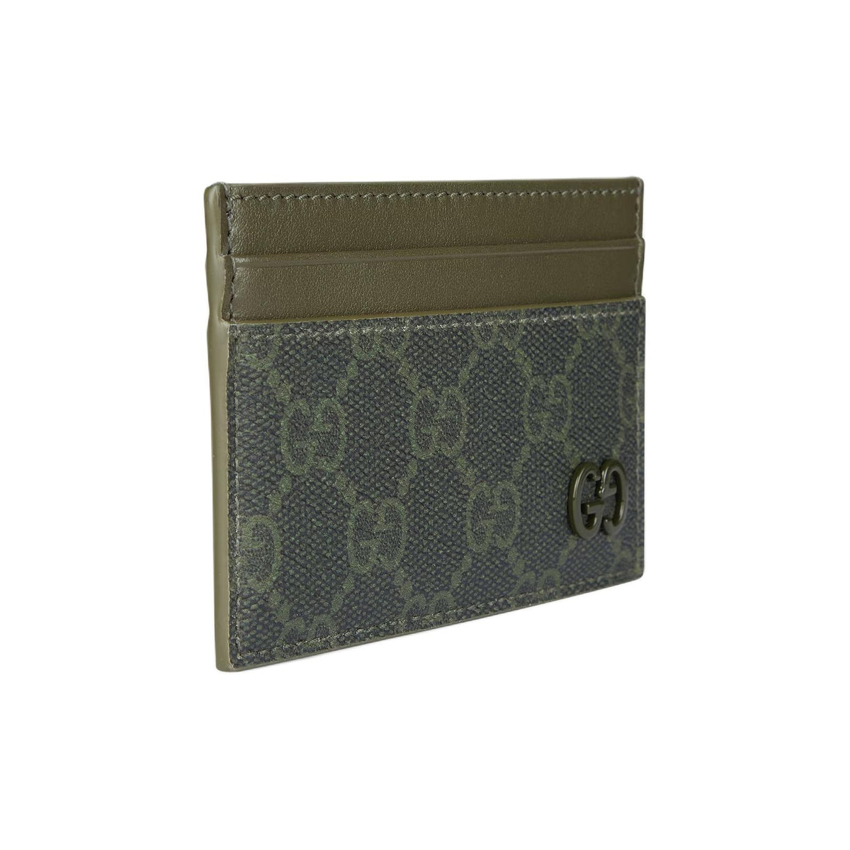 GUCCI GG Monogram Unisex Forest Green Canvas Coin & Card Holder | 768248