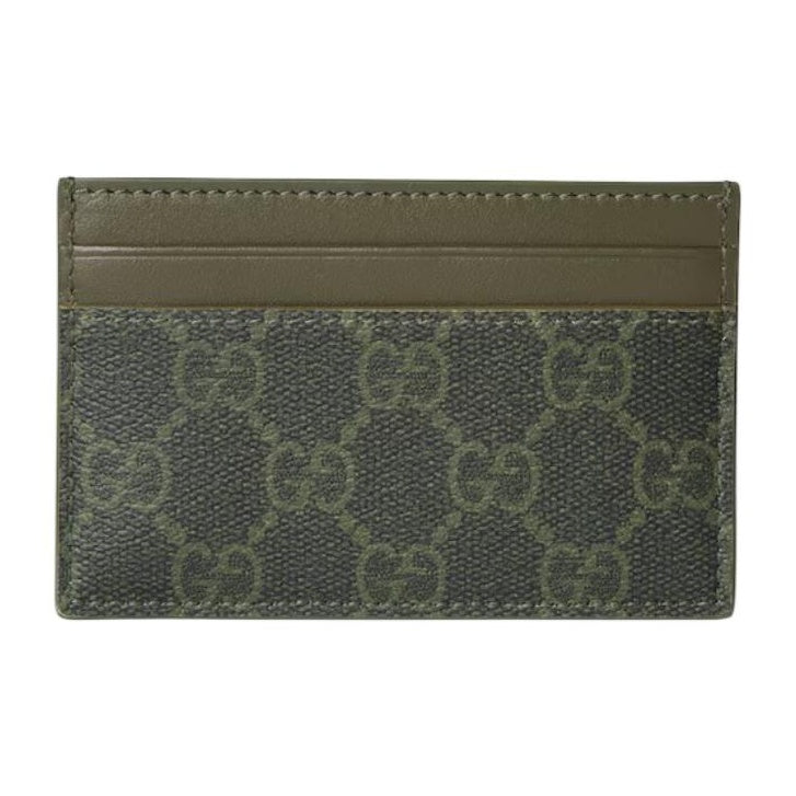 GUCCI GG Monogram Unisex Forest Green Canvas Coin & Card Holder | 768248