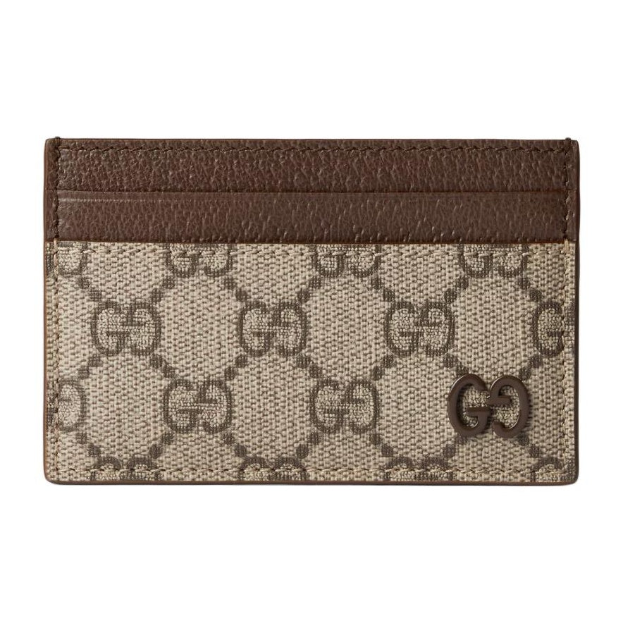GUCCI Men's Beige & Ebony Canvas & Leather Card Holder | 768248
