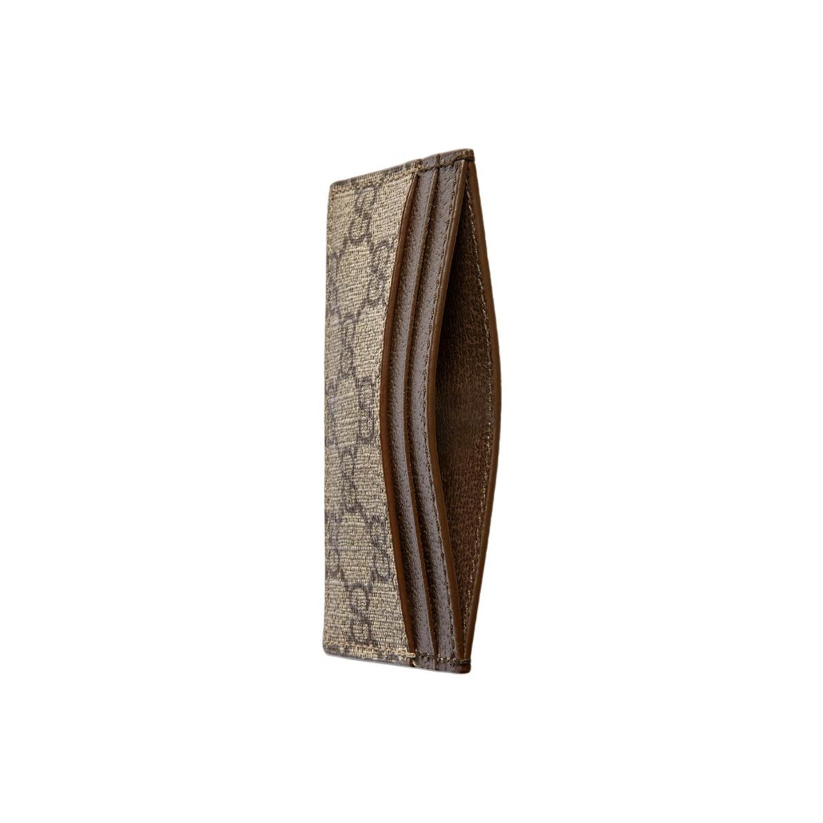 GUCCI Men's Beige & Ebony Canvas & Leather Card Holder | 768248