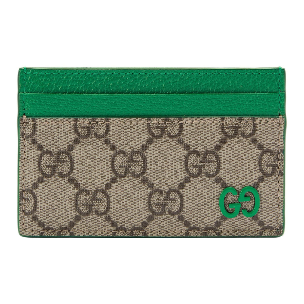 GUCCI Men's Green & Brown Canvas & Leather Card Holder | 768248
