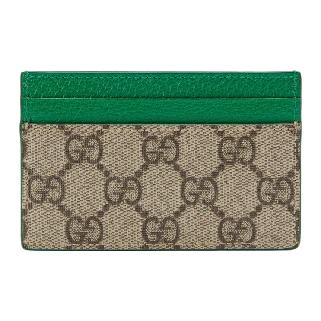 GUCCI Men's Green & Brown Canvas & Leather Card Holder | 768248