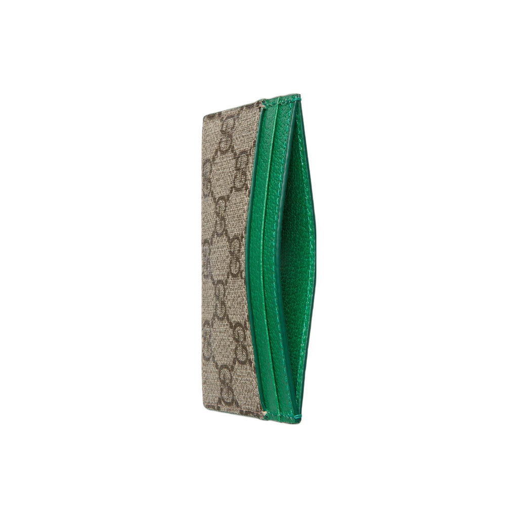 GUCCI Men's Green & Brown Canvas & Leather Card Holder | 768248