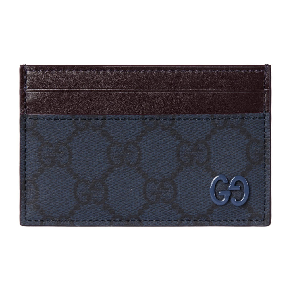 GUCCI GG Supreme Men's Dark Blue Leather Card Holder | 768248
