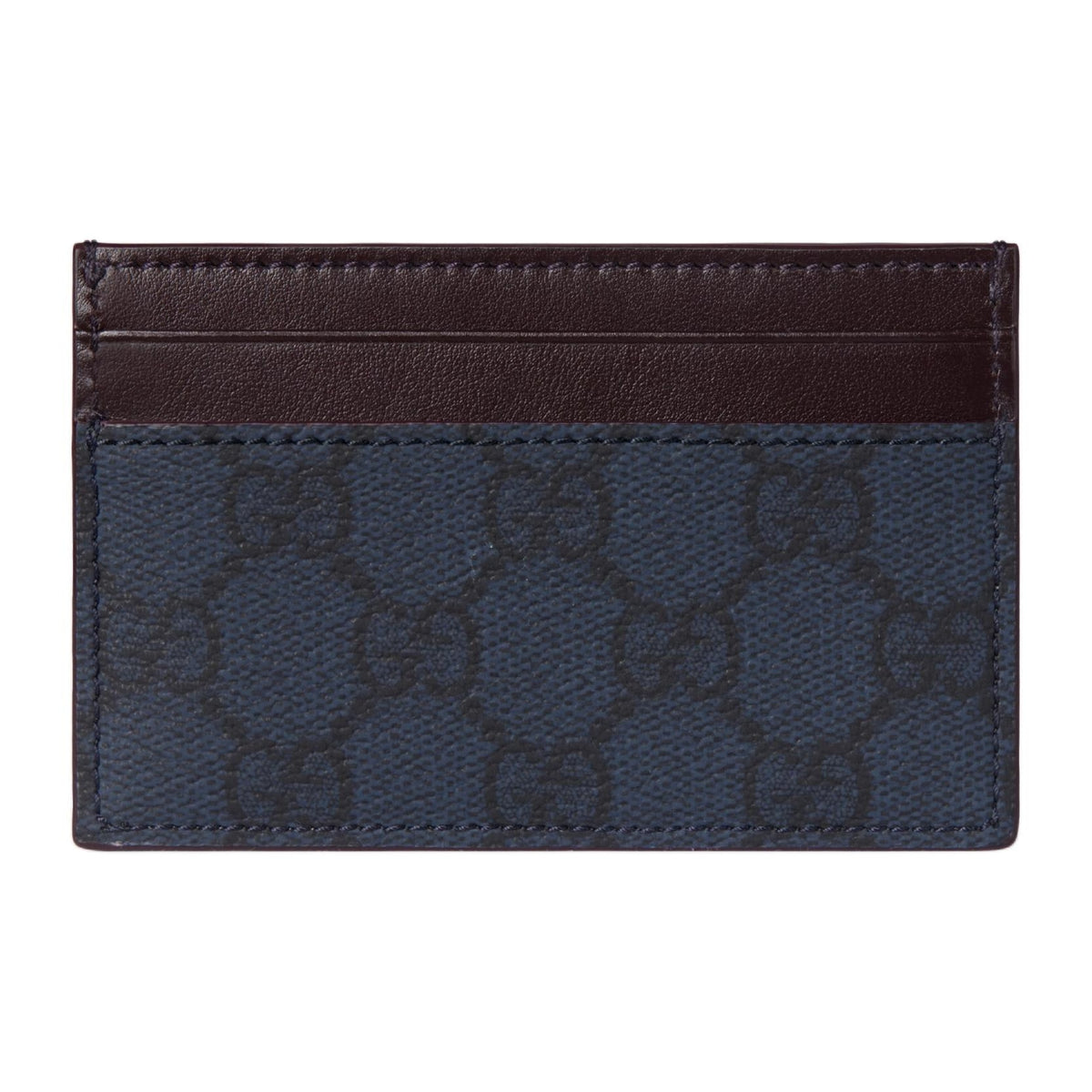 GUCCI GG Supreme Men's Dark Blue Leather Card Holder | 768248