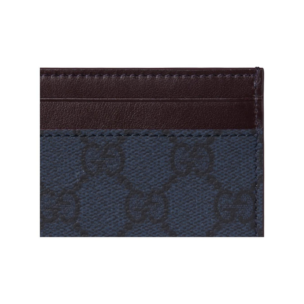 GUCCI GG Supreme Men's Dark Blue Leather Card Holder | 768248