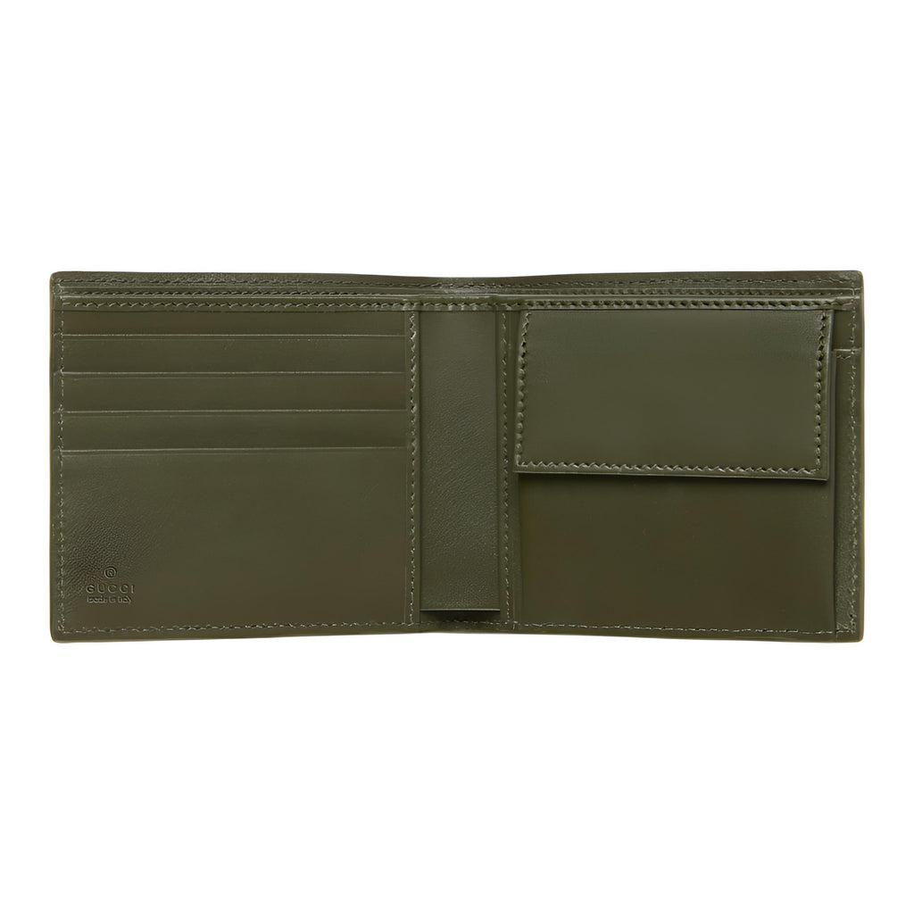 GUCCI Men's Forest Green GG Coated Fabric Bifold Wallet | 768244