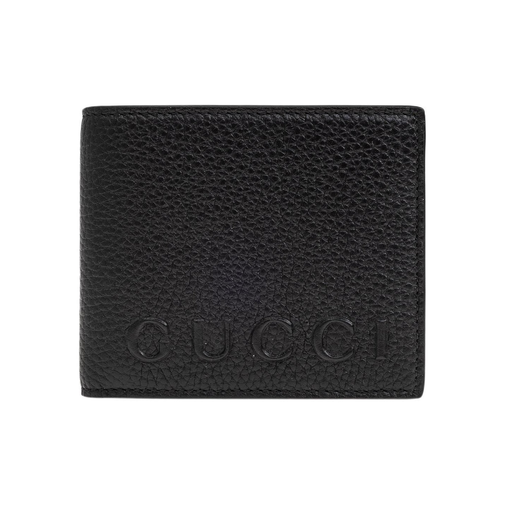 GUCCI Men's Black Leather Bifold Wallet with Embossed Logo | 835119