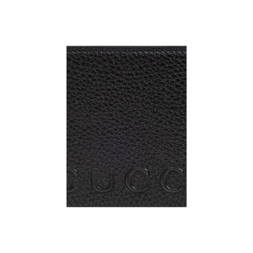 GUCCI Men's Black Leather Bifold Wallet with Embossed Logo | 835119