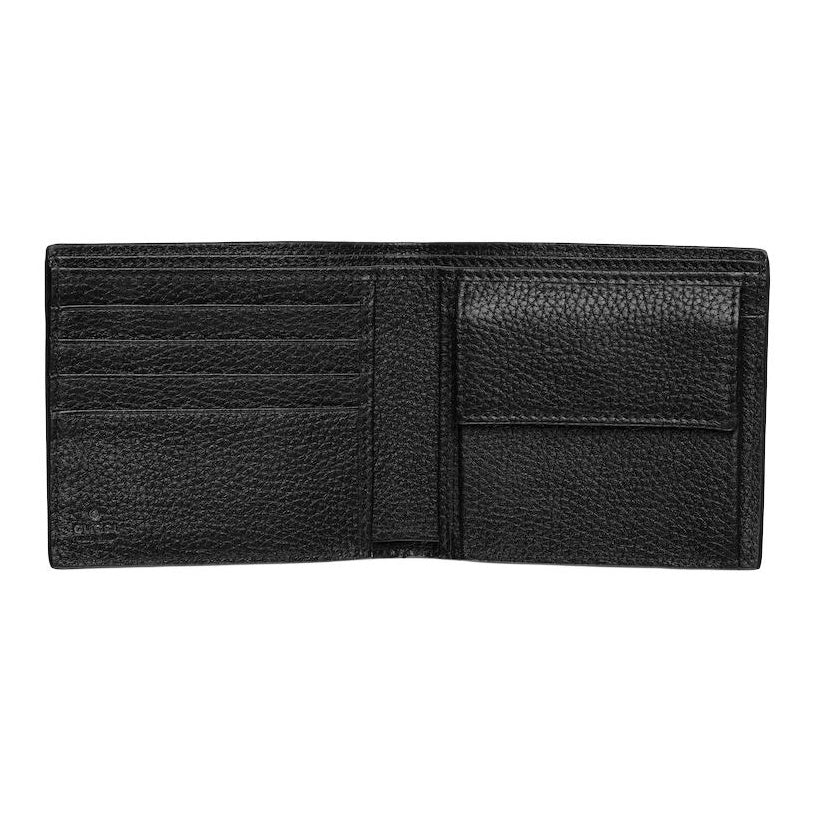 GUCCI Men's Black Grained Leather Wallet with Embossed CC Logo | 835098