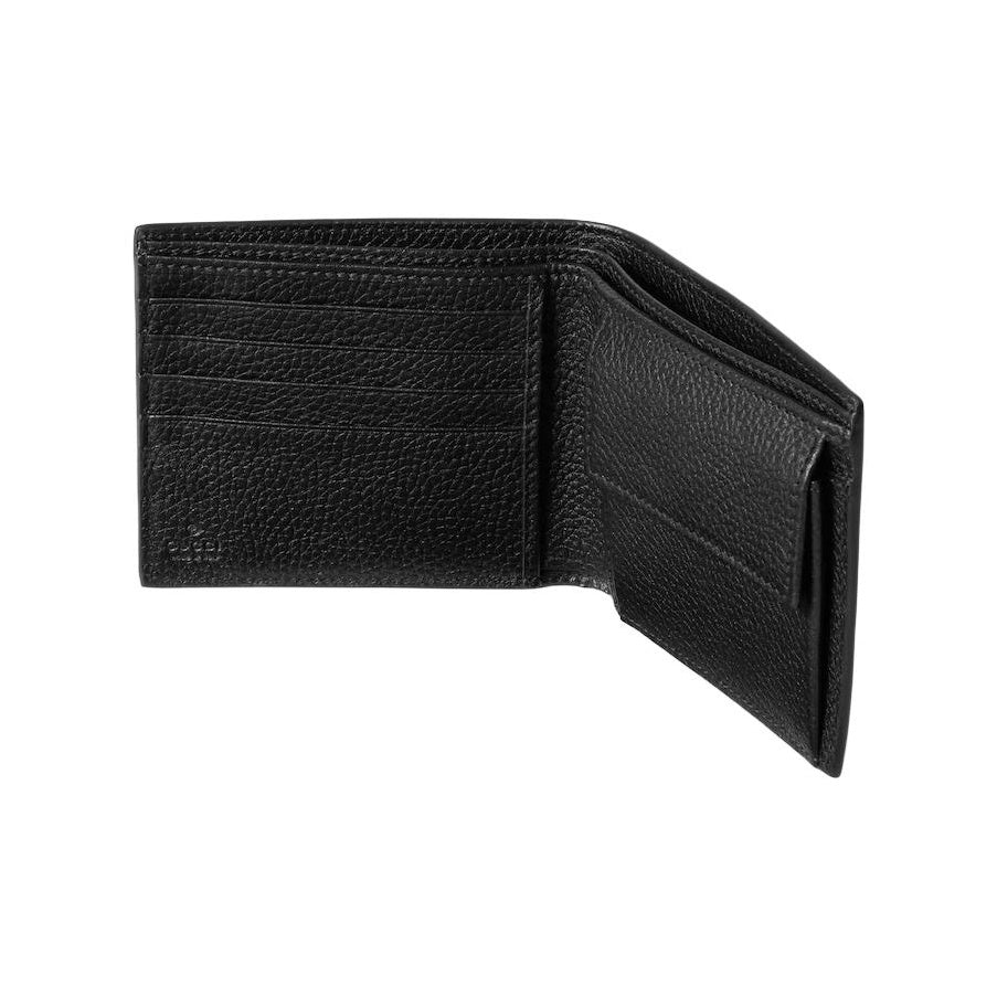 GUCCI Men's Black Grained Leather Wallet with Embossed CC Logo | 835098