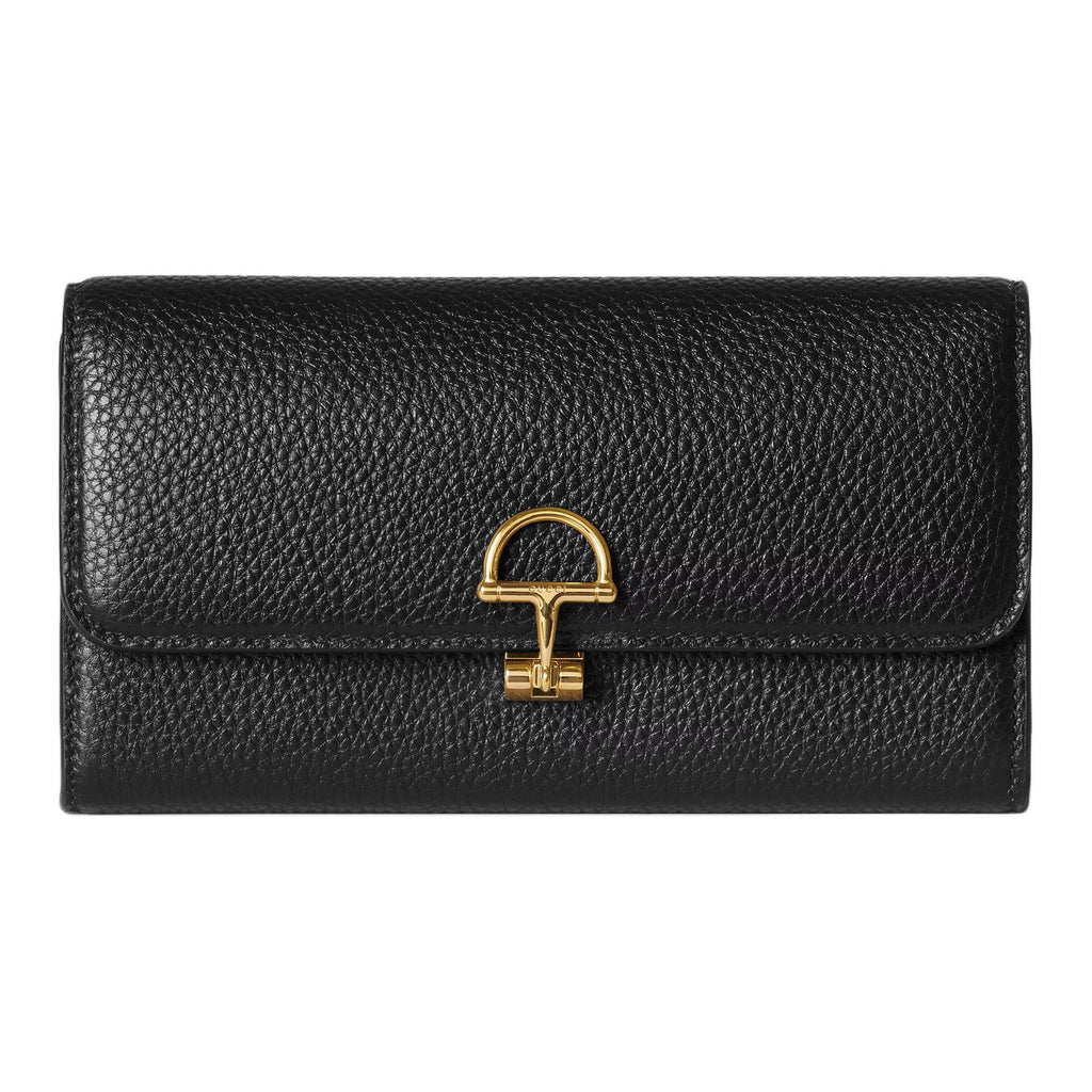 GUCCI Softbit Women's Black Grained Leather Wallet | 828147