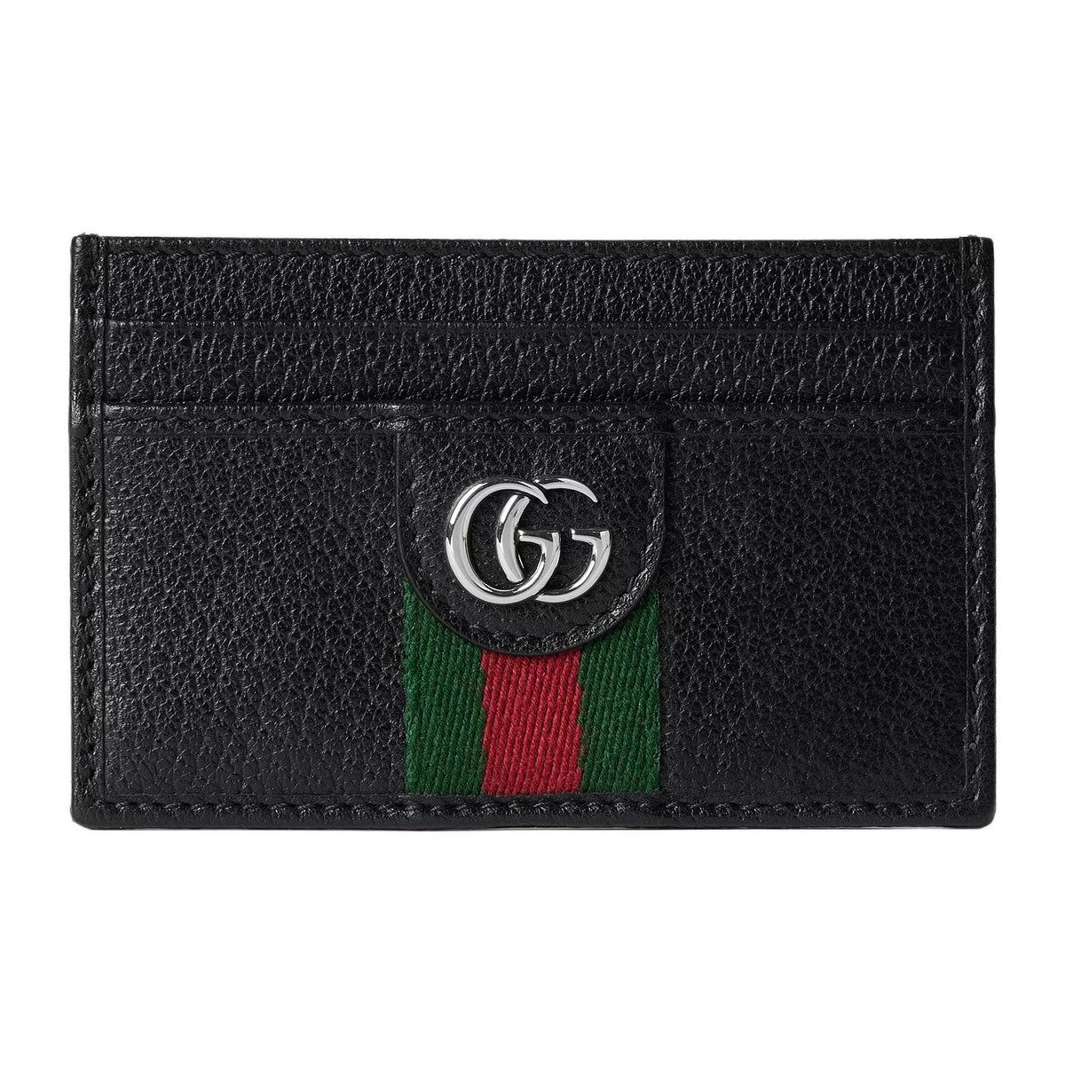 GUCCI GG Embossed Men's Black Soft Leather Card Holder | 834795