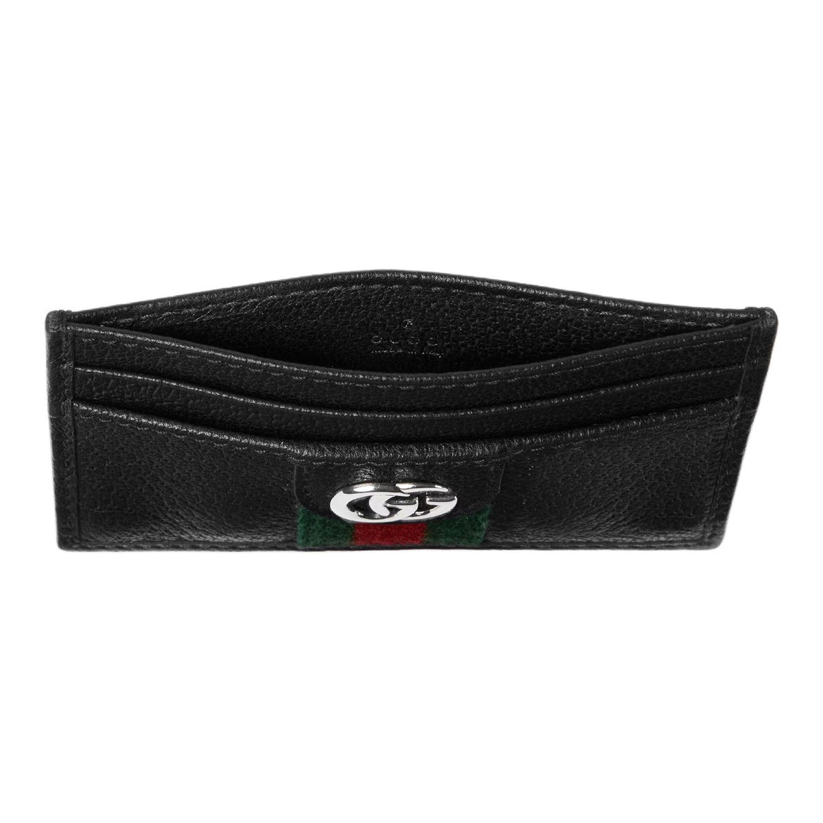 GUCCI GG Embossed Men's Black Soft Leather Card Holder | 834795