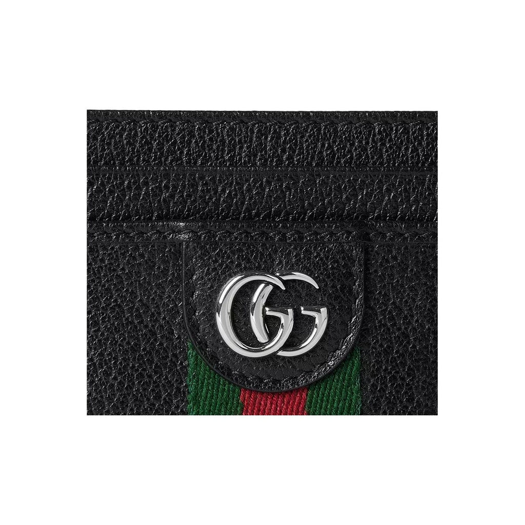 GUCCI GG Embossed Men's Black Soft Leather Card Holder | 834795