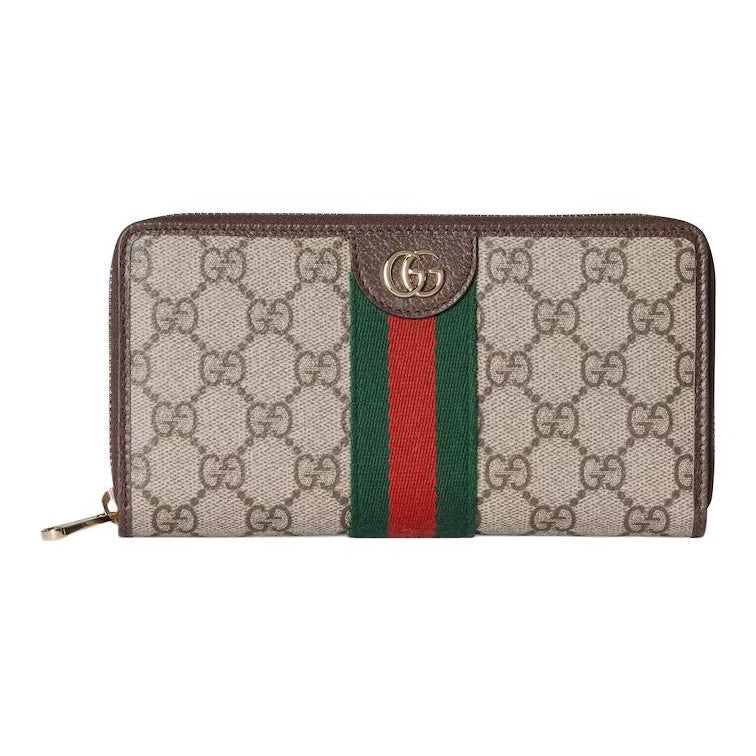 GUCCI Ophidia Women's Beige & Dark Brown Canvas & Leather Wallet | 838484