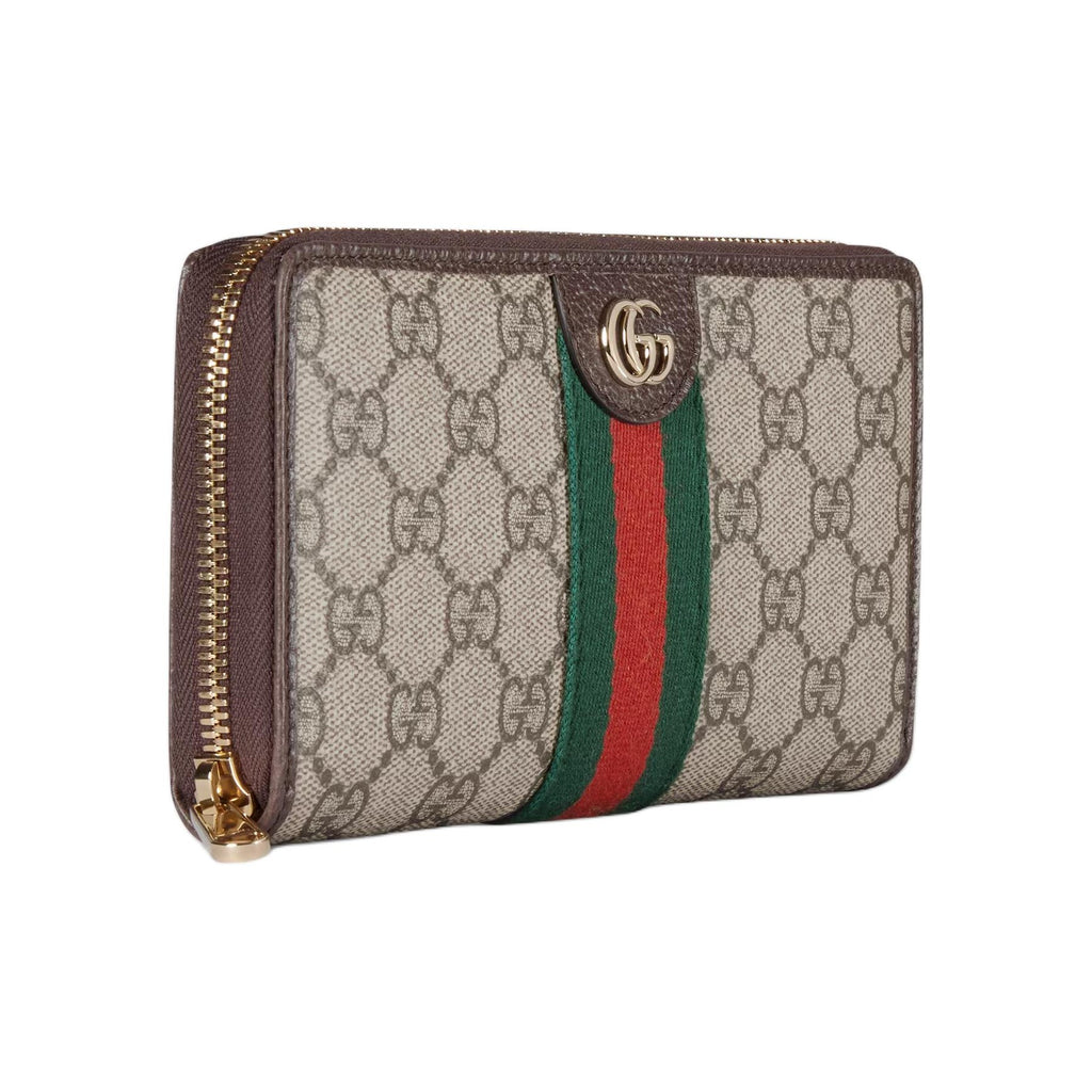 GUCCI Ophidia Women's Beige & Dark Brown Canvas & Leather Wallet | 838484