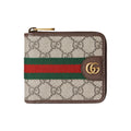 GUCCI Ophidia Men's Beige & Dark Brown Coated Canvas Wallet | 838653