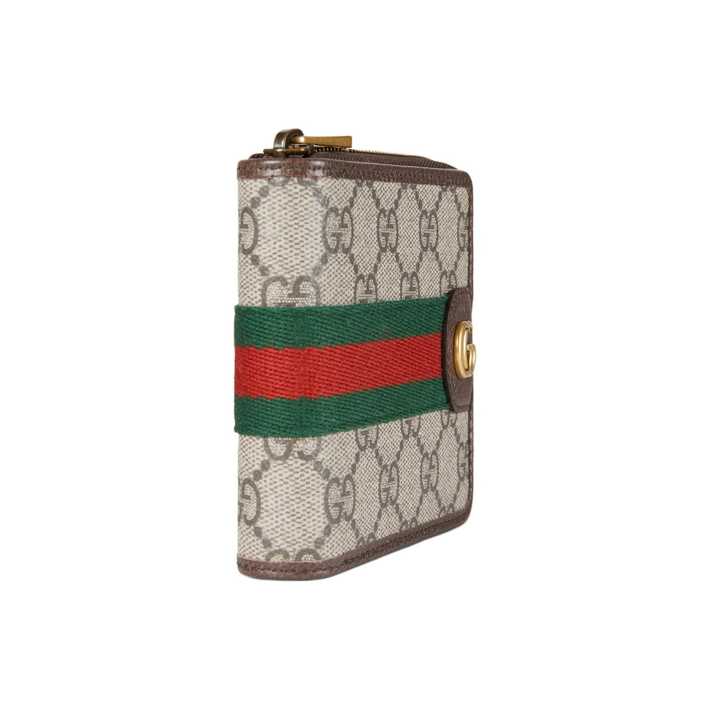 GUCCI Ophidia Men's Beige & Dark Brown Coated Canvas Wallet | 838653