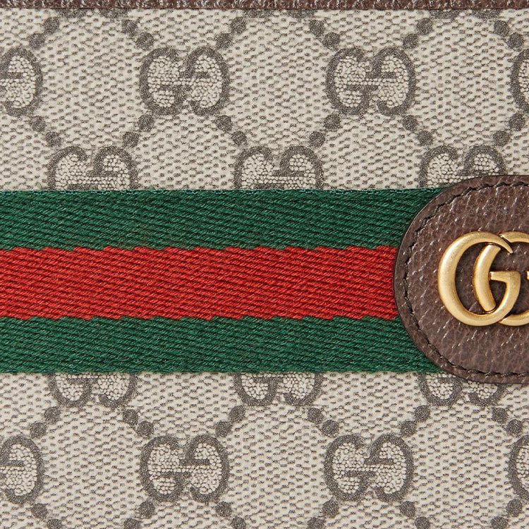 GUCCI Ophidia Men's Beige & Dark Brown Coated Canvas Wallet | 838653