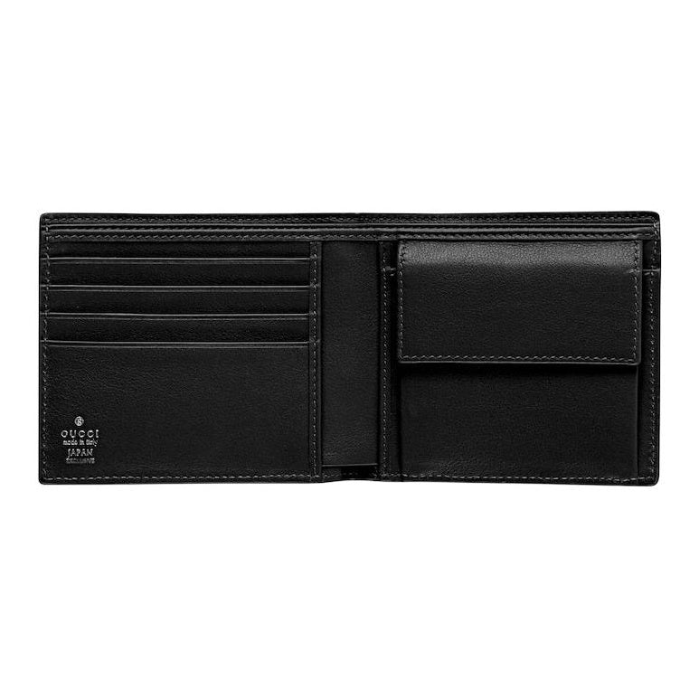 GUCCI Men's Black Leather Coin Purse with Printed & Embossed Detail | 835002