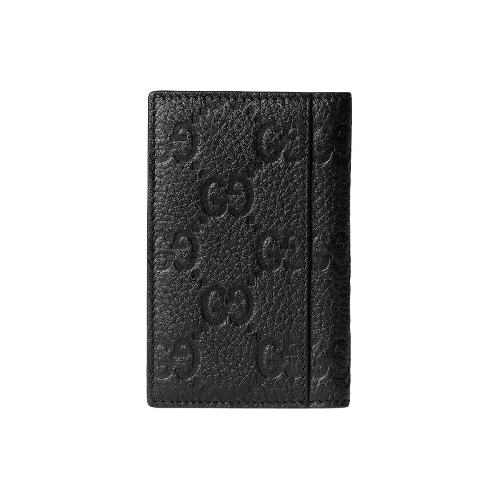 GUCCI IMPRINT Men's Black Leather Card Holder | 835011
