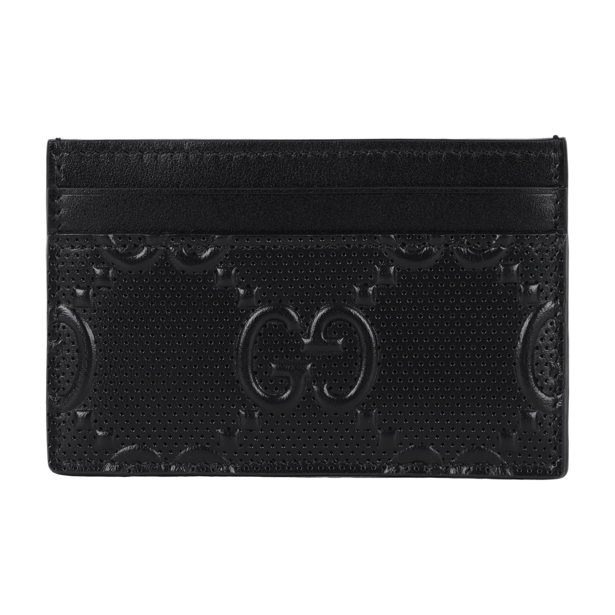 GUCCI Men's Black Cowhide Leather Embossed Monogram Card Holder | 625564