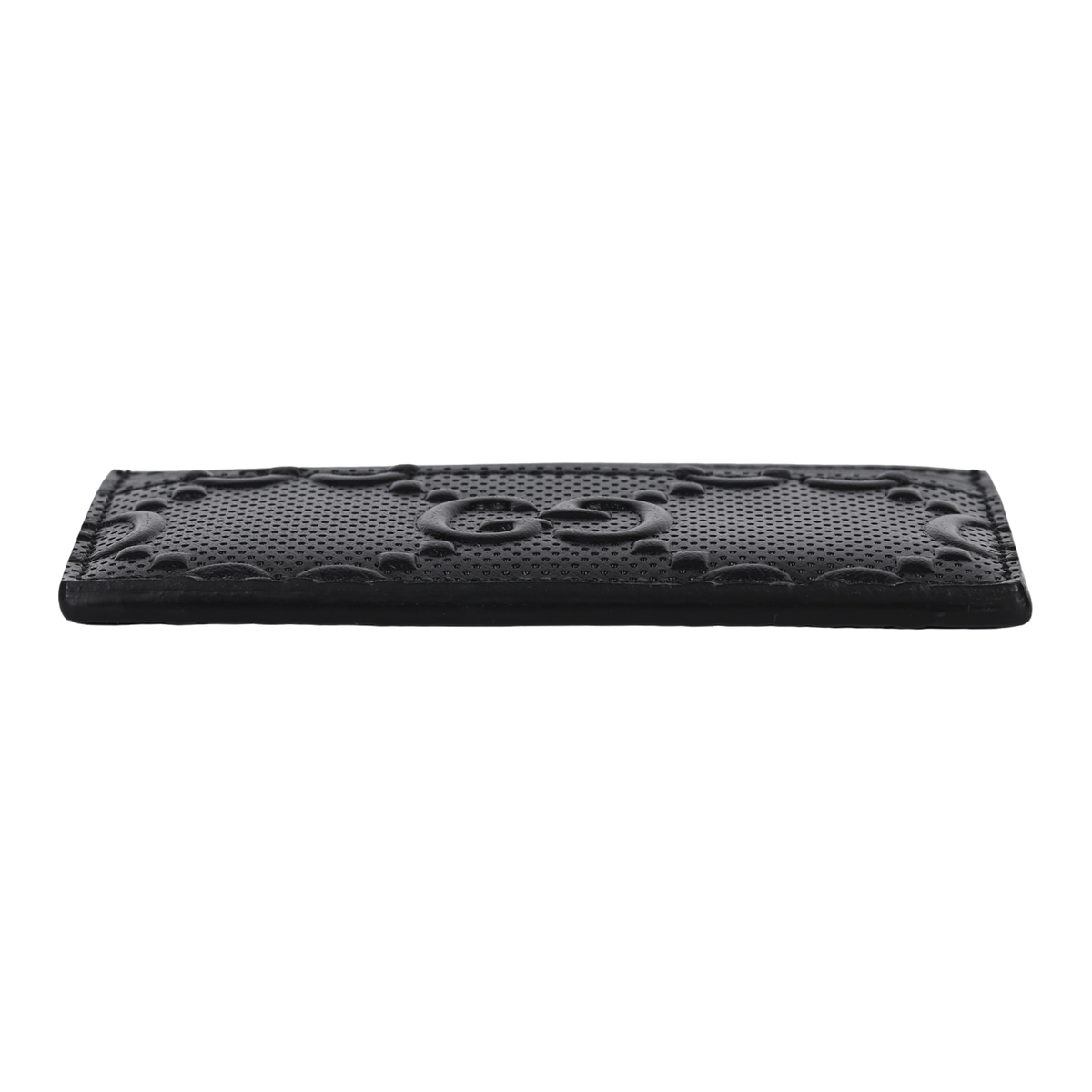 GUCCI Men's Black Cowhide Leather Embossed Monogram Card Holder | 625564
