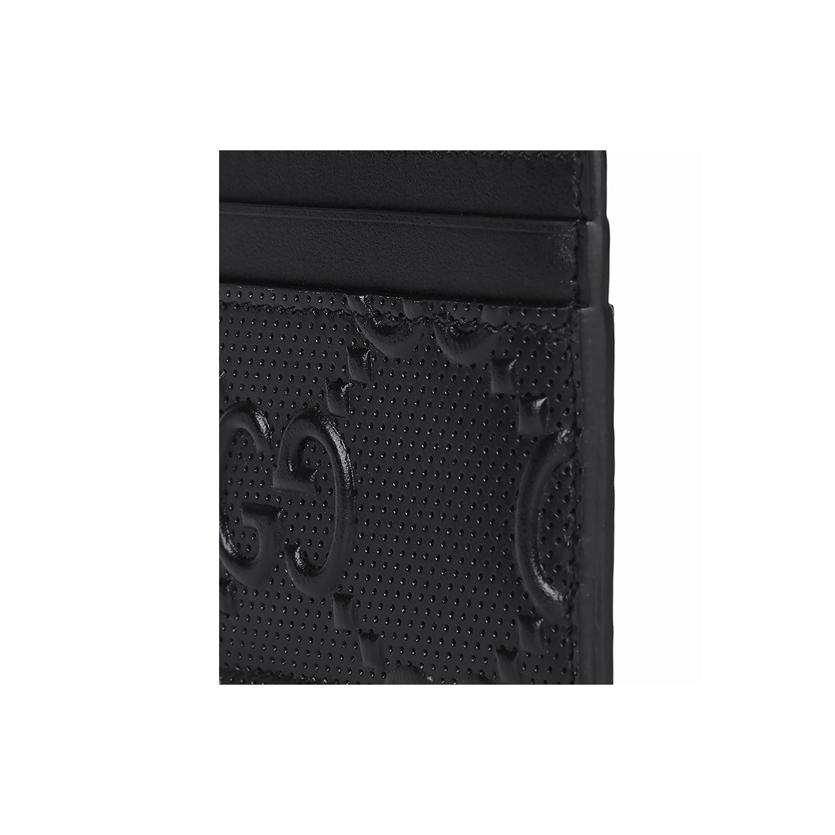 GUCCI Men's Black Cowhide Leather Embossed Monogram Card Holder | 625564
