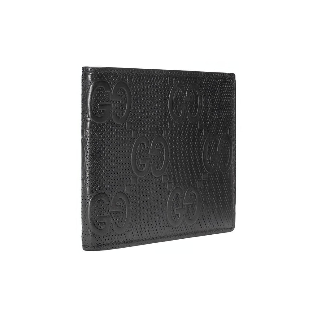 GUCCI GG Embossed Men's Black Leather Bifold Wallet | 625562