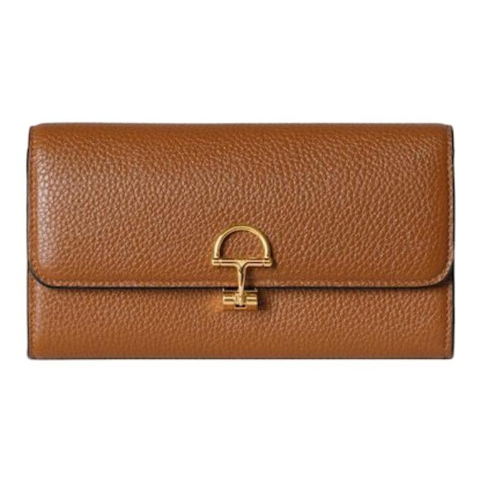GUCCI Bamboo Softbit Women's Brown Textured Leather Wallet | 828147