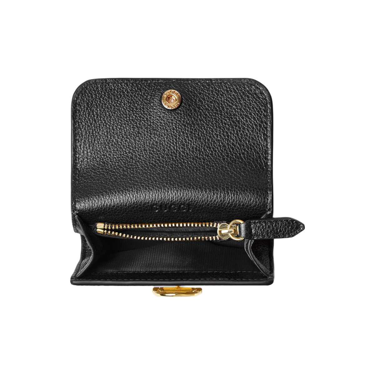 GUCCI Softbit Women's Black Grained Leather Card Holder | 828148