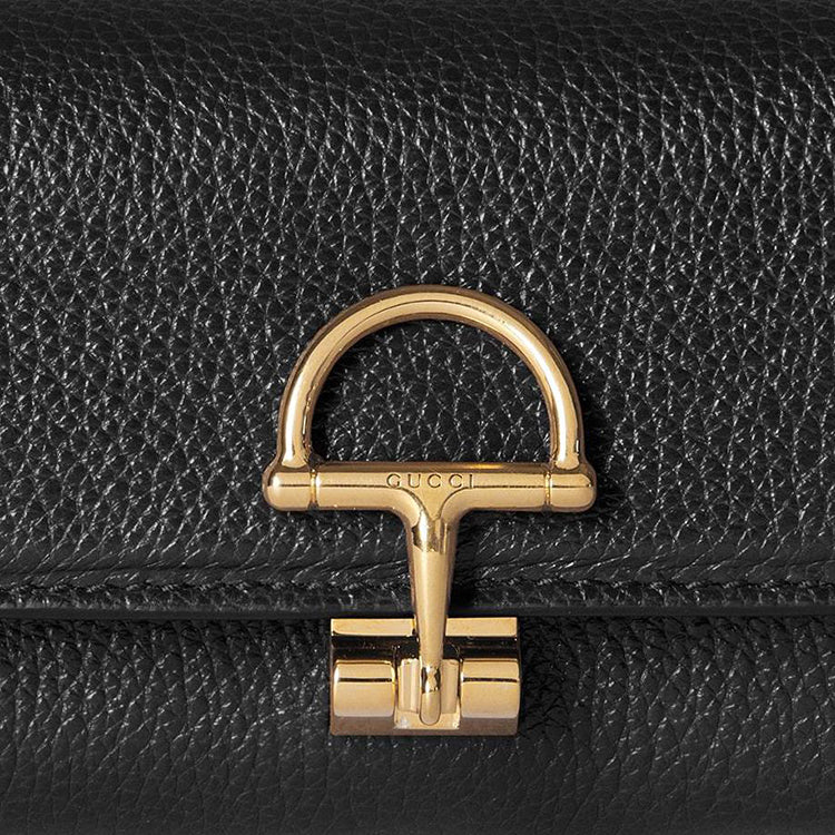 GUCCI Softbit Women's Black Grained Leather Card Holder | 828148