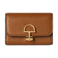 GUCCI Softbit Women's Brown Grained Leather Card Holder Wallet | 828148