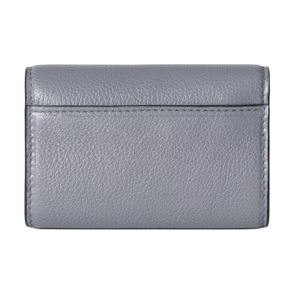 GUCCI Women's Gray Leather Card Holder with Gold-Tone Hardware | 828148