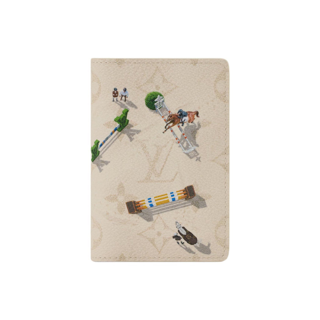 LOUIS VUITTON Pocket Organizer Beige Monogram Coated Canvas Card Holder with Equestrian Print M3A610