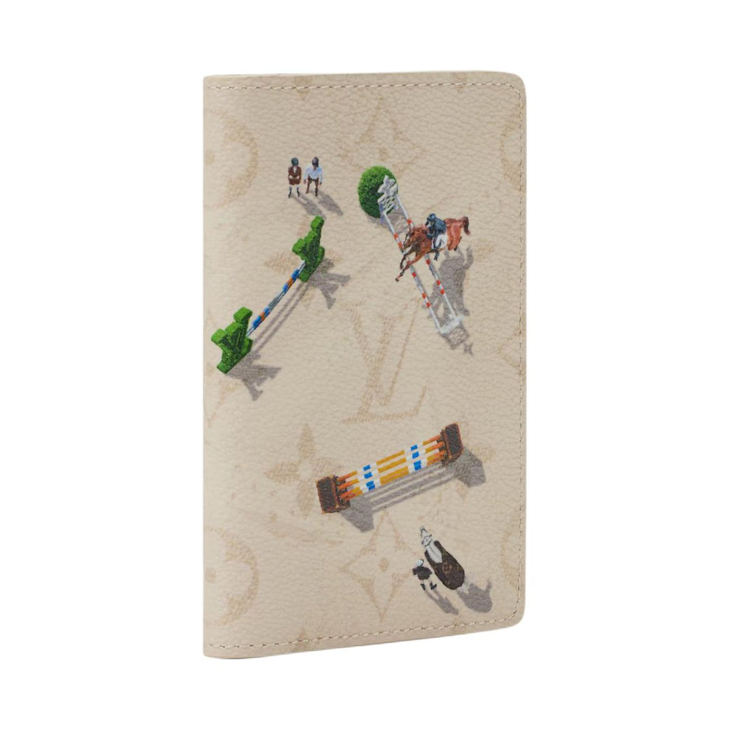 LOUIS VUITTON Pocket Organizer Beige Monogram Coated Canvas Card Holder with Equestrian Print M3A610