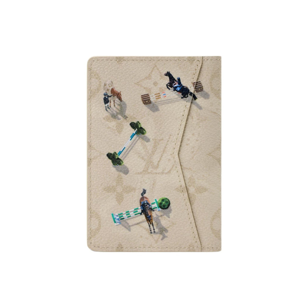 LOUIS VUITTON Pocket Organizer Beige Monogram Coated Canvas Card Holder with Equestrian Print M3A610