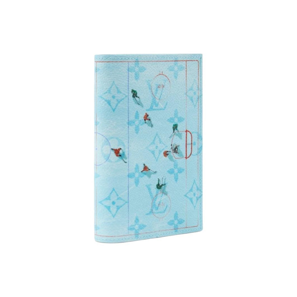 LOUIS VUITTON Sky Blue Coated Canvas Passport Holder with Ice Hockey Print M2B213