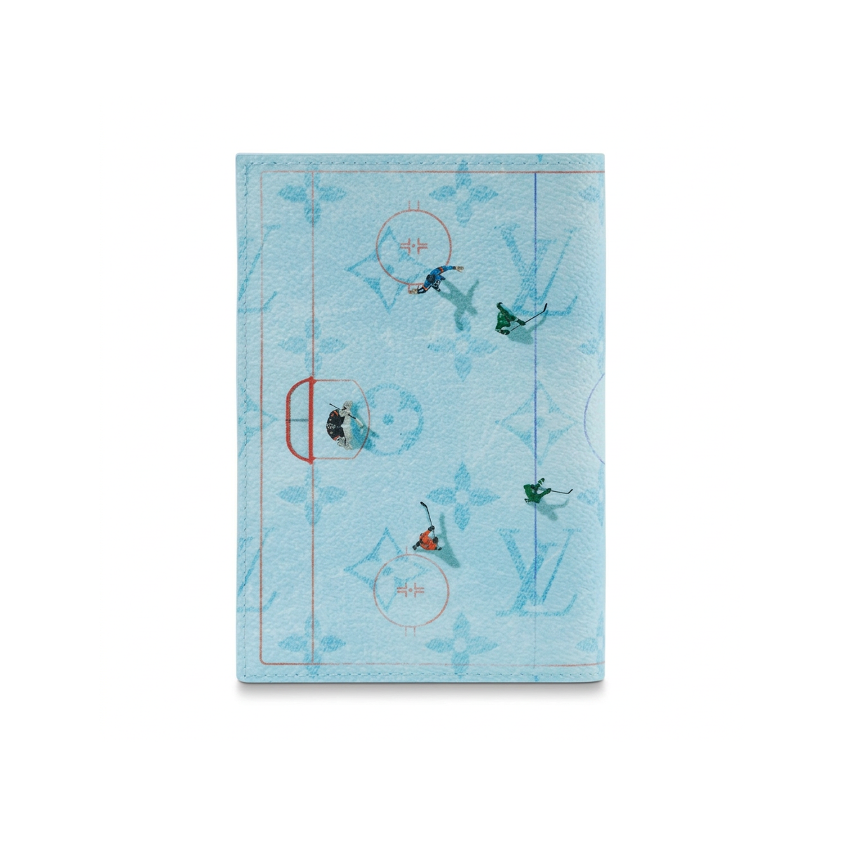LOUIS VUITTON Sky Blue Coated Canvas Passport Holder with Ice Hockey Print M2B213